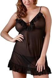 Black Frilled Open Cup Chemise