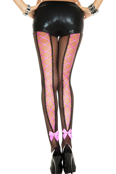 Lace Up Fishnet Tights