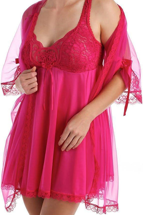 3 Piece Babydoll Set (Hot Pink 1X)