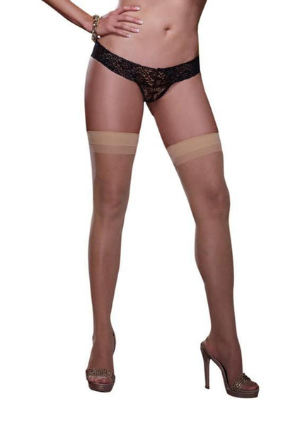 Sheer Hold Up Stockings With Back Seam (Nude)  | BigSmalls&trade;