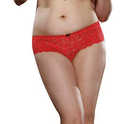 Stretch Lace Open Crotch Cheeky Boyshorts (Ruby 1X/2X)