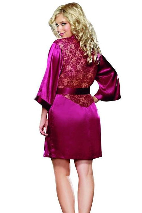 Charmeuse Robe with Lace Back Panel