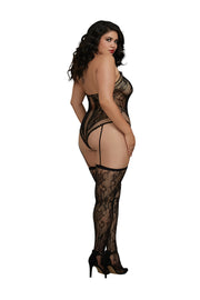 Lace Teddy Bodystocking with Criss-Cross Detailing