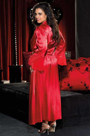 Red Charmeuse, Lace & Chiffon Long Robe