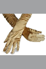 3/4 Length Satin Shirred Gloves